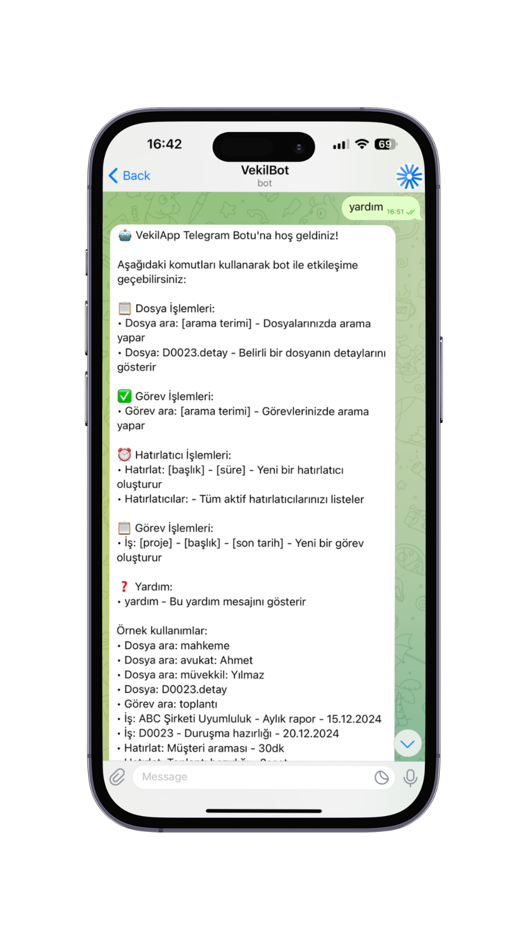 VekilApp Yardım ve Destek - Telegram bot ile anlık destek